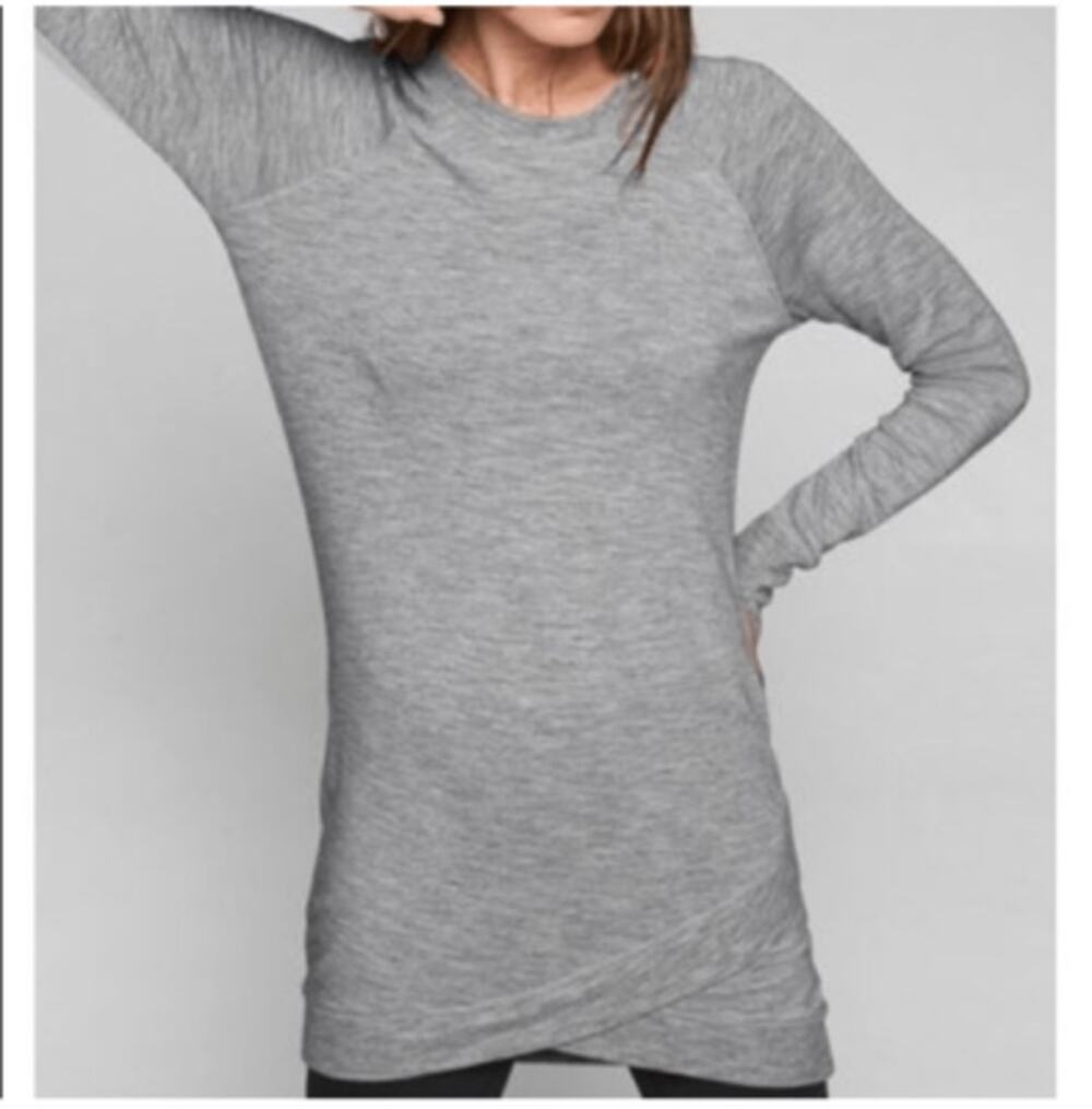 Athleta Heather Gray Modal Raglan Criss Cross Sweatshirt Dress Sz S Athleisure